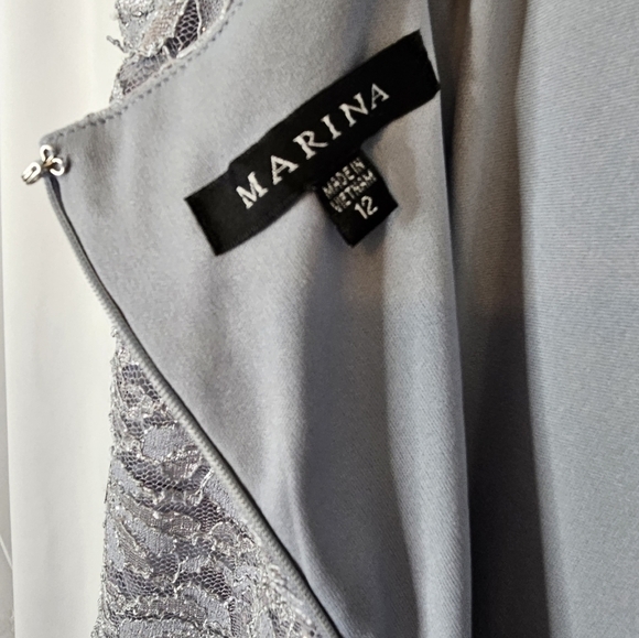 Marina size 12 silver sparkle metallic sleeveless maxi evening gown NWT - Picture 5 of 8